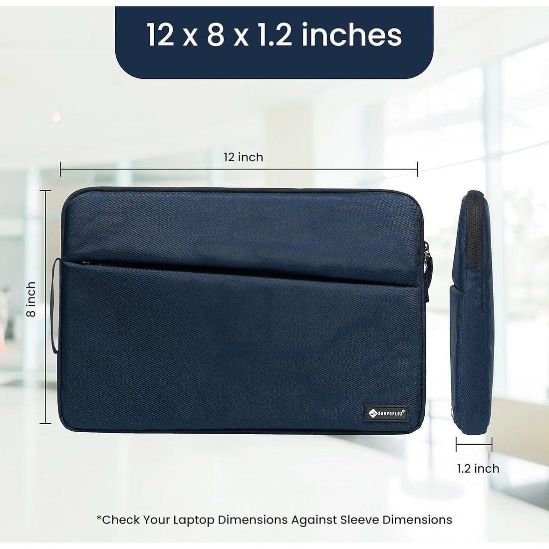 Shopoflux 11.6, 11, 10 Inch Tablet and Laptop Sleeve Case Cover Bag with Front Pocket for Men and Women Waterproof with Accessories Pouch Blue, 12 X 8 X 1.2 Inch