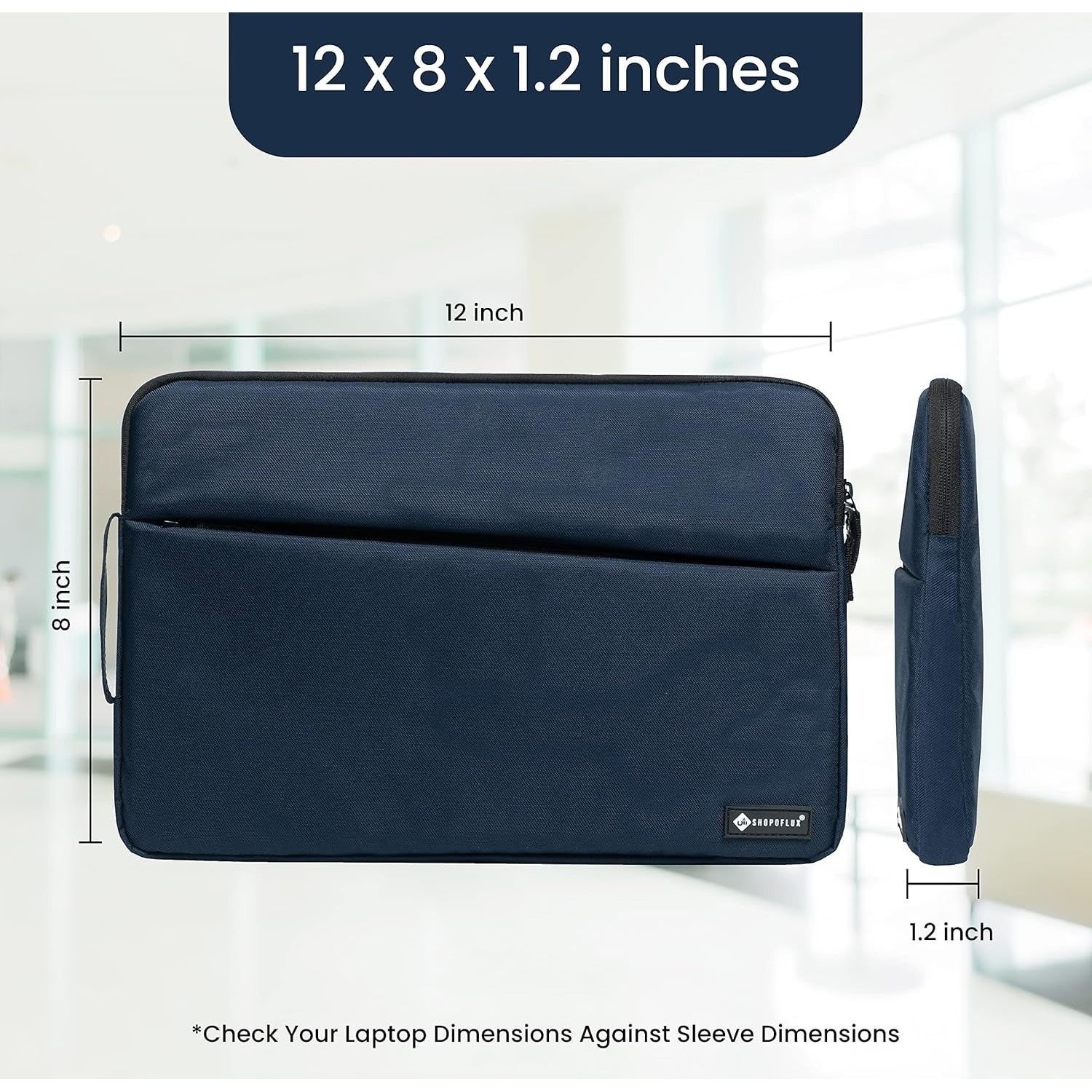 Shopoflux 11.6, 11, 10 Inch Tablet and Laptop Sleeve Case Cover Bag with Front Pocket for Men and Women Waterproof with Accessories Pouch Blue, 12 X 8 X 1.2 Inch