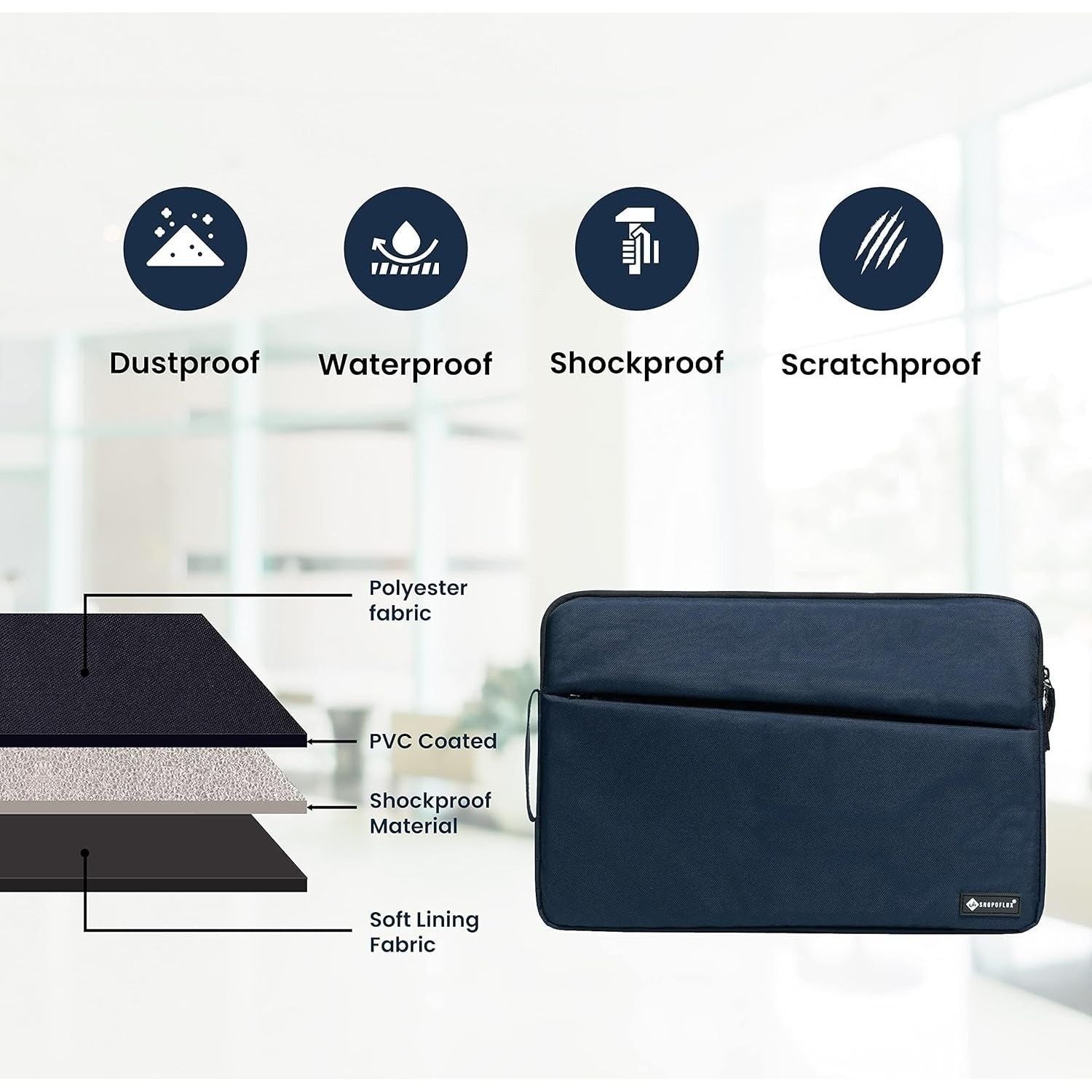 Shopoflux Tablet and Laptop Sleeve Case Cover Bag for 11.6, 11, 10 Inch Tablet/Laptop for Men and Women Waterproof with Front Pocket Blue, 12 X 8 X 1.2 Inch Blue